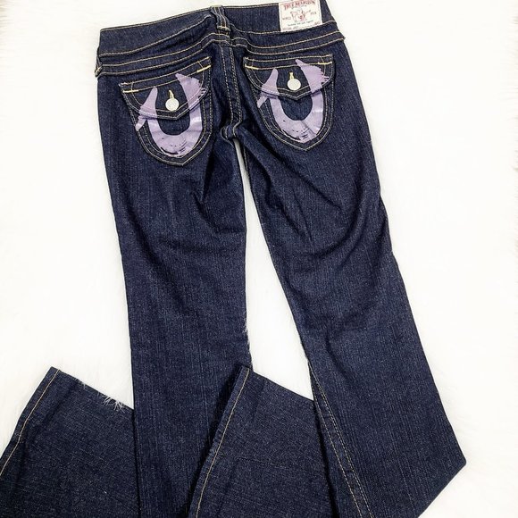 True Religion Denim - True Religion Joey Flare Purple Foil Pocket Jeans